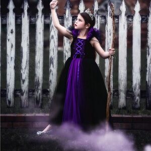 Purple and Black Villain Dress with Dramatic Silhouette